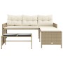 Sofá de jardín en forma de L con mesa y cojines ratán PE beige de , Sofás de exterior - Ref: Foro24-365575, Precio: 240,63 €,...