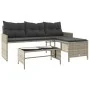 Sofá jardín forma de L con mesa y cojines ratán PE gris claro de , Sofás de exterior - Ref: Foro24-365577, Precio: 251,28 €, ...