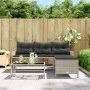 Sofá jardín forma de L con mesa y cojines ratán PE gris claro de , Sofás de exterior - Ref: Foro24-365577, Precio: 251,28 €, ...