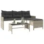 Sofá jardín forma de L con mesa y cojines ratán PE gris claro de , Sofás de exterior - Ref: Foro24-365577, Precio: 251,28 €, ...