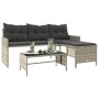 Sofá jardín forma de L con mesa y cojines ratán PE gris claro de , Sofás de exterior - Ref: Foro24-365577, Precio: 236,92 €, ...