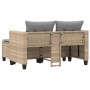 Sofá de jardín 2 plazas con toldo y taburetes ratán PE beige de , Sofás de exterior - Ref: Foro24-365795, Precio: 251,93 €, D...