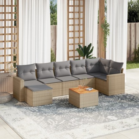 Juego de sofás de jardín con cojines beige 8 pzas ratán PE de , Sofás modulares de exterior - Ref: Foro24-3224232, Precio: 47...