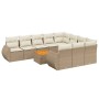 Set de sofás de jardín 11pzas con cojines ratán sintético beige de , Conjuntos de jardín - Ref: Foro24-3257514, Precio: 763,0...