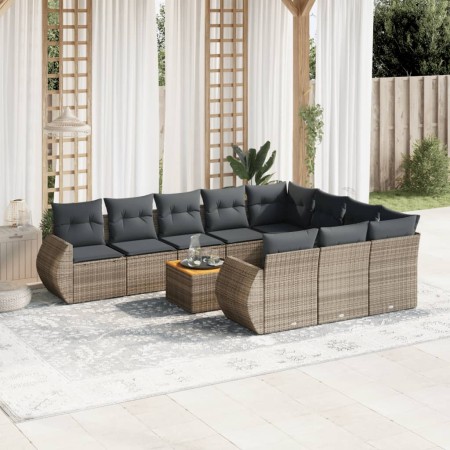 Set de sofás de jardín 11 pzas y cojines ratán sintético gris de , Conjuntos de jardín - Ref: Foro24-3257516, Precio: 696,31 ...