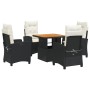 Set de muebles jardín 5 pzas con cojines ratán sintético negro de , Conjuntos de jardín - Ref: Foro24-3277374, Precio: 529,47...