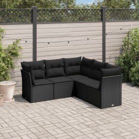 Set de muebles de jardín 5 pzas y cojines ratán sintético negro en Conjuntos de jardín | Comprar online en Foru.es