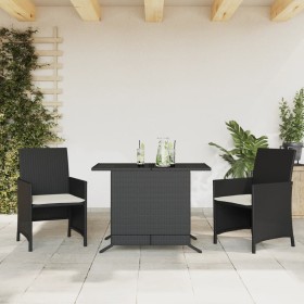 Mesita y sillas con cojines 3 piezas ratán sintético negro de , Conjuntos de jardín - Ref: Foro24-365116, Precio: 186,44 €, D...