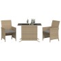 Sillas y mesita de jardín 3 piezas ratán sintético cojín beige de , Conjuntos de jardín - Ref: Foro24-365121, Precio: 189,38 ...