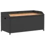 Banco con almacenaje madera acacia ratán PE negro 100x50x52 cm de , Bancos de jardín - Ref: Foro24-365949, Precio: 141,36 €, ...