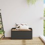 Banco con almacenaje madera acacia ratán PE negro 100x50x52 cm de , Bancos de jardín - Ref: Foro24-365949, Precio: 133,78 €, ...
