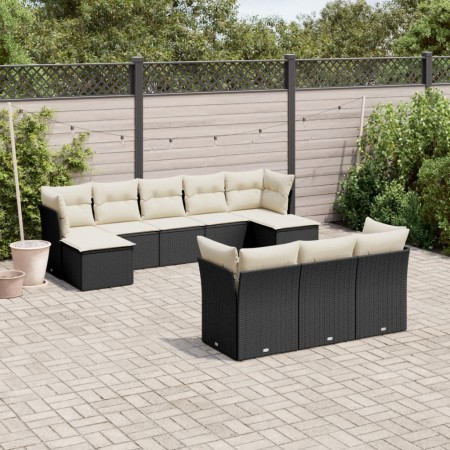 Set de sofás de jardín 10 pzas cojines ratán sintético negro de , Conjuntos de jardín - Ref: Foro24-3250165, Precio: 587,62 €...