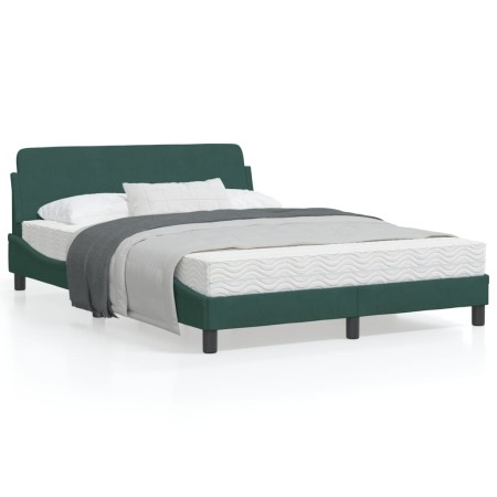 Estructura cama con cabecero terciopelo verde oscuro 140x190 cm de , Camas y somieres - Ref: Foro24-373175, Precio: 153,44 €,...