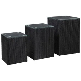 Beistelltische 3 Stück schwarze synthetische Rattanglasoberfläche von vidaXL, Seitentische - Ref: Foro24-46984, Preis: 65,34 ...
