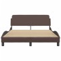 Estructura de cama cabecero cuero sintético marrón 140x190 cm de , Camas y somieres - Ref: Foro24-373180, Precio: 176,61 €, D...