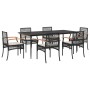 Set de comedor de jardín 7 pzas y cojines ratán sintético negro de , Conjuntos de jardín - Ref: Foro24-3213601, Precio: 542,0...