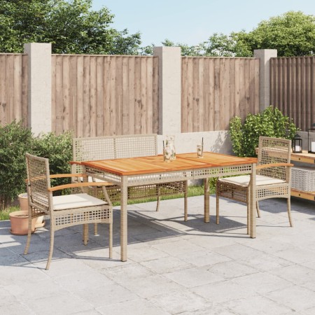 Set de comedor jardín con cojines 4 pzas ratán sintético beige de , Conjuntos de jardín - Ref: Foro24-3213585, Precio: 346,37...