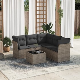 Set de muebles de jardín 6 pzas y cojines ratán sintético gris en Conjuntos de jardín | Comprar online en Foru.es
