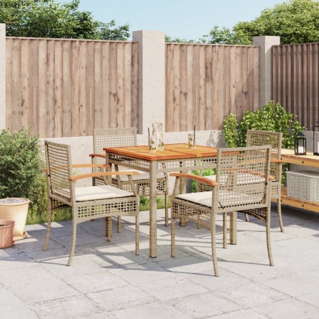 Set comedor de jardín 5 pzas con cojines ratán sintético beige de , Conjuntos de jardín - Ref: Foro24-3213579, Precio: 308,27...