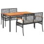 Set comedor de jardín 3 pzas con cojines ratán sintético negro de , Conjuntos de jardín - Ref: Foro24-3213566, Precio: 320,66...