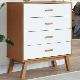 Mesita de noche OLDEN madera maciza de pino blanco y marrón de , Cajoneras - Ref: Foro24-358590, Precio: 152,16 €, Descuento: %