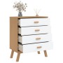 Mesita de noche OLDEN madera maciza de pino blanco y marrón de , Cajoneras - Ref: Foro24-358590, Precio: 143,37 €, Descuento: %