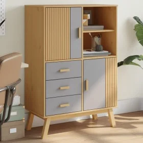 Aparador OLDEN madera maciza de pino marrón y gris 85x43x125 cm de , Aparadores - Ref: Foro24-358616, Precio: 253,07 €, Descu...