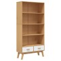 Estantería 4 niveles OLDEN madera maciza pino marrón y blanco de , Librerías y estanterías - Ref: Foro24-358614, Precio: 219,...