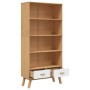 Estantería 4 niveles OLDEN madera maciza pino marrón y blanco de , Librerías y estanterías - Ref: Foro24-358614, Precio: 219,...
