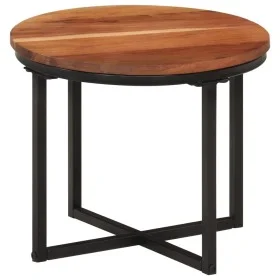 Mesa de centro de madera maciza de acacia y hierro 35x35x30 cm de , Mesas de centro - Ref: Foro24-372739, Precio: 42,37 €, De...