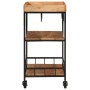 Carrito de bar de madera maciza de acacia y hierro 60x40x80 cm de , Carros de cocina y comedor - Ref: Foro24-372753, Precio: ...