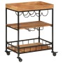 Carrito de bar de madera maciza de acacia y hierro 60x40x80 cm de , Carros de cocina y comedor - Ref: Foro24-372753, Precio: ...