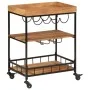 Solid acacia wood and iron bar cart 60x40x80 cm by , Kitchen and dining carts - Ref: Foro24-372753, Price: 134,18 €, Discount: %