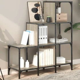 Estantería madera ingeniería y metal roble Sonoma 92x30x102 cm de , Librerías y estanterías - Ref: Foro24-845437, Precio: 62,...