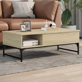 Mesa de centro madera ingeniería metal roble Sonoma 100x50x35cm de , Mesas de centro - Ref: Foro24-845392, Precio: 67,91 €, D...