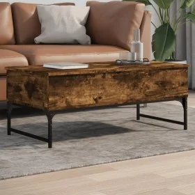 Mesa de centro de madera de ingeniería y metal roble humo de , Mesas de centro - Ref: Foro24-845378, Precio: 75,02 €, Descuen...