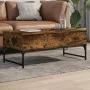 Mesa de centro de madera de ingeniería y metal roble humo de , Mesas de centro - Ref: Foro24-845378, Precio: 75,02 €, Descuen...