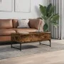 Mesa de centro de madera de ingeniería y metal roble humo de , Mesas de centro - Ref: Foro24-845378, Precio: 75,02 €, Descuen...
