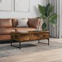Mesa de centro de madera de ingeniería y metal roble humo de , Mesas de centro - Ref: Foro24-845378, Precio: 75,90 €, Descuen...