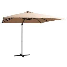 Sombrilla voladiza con luces LED y poste acero taupe 250x250 cm de vidaXL, Sombrillas - Ref: Foro24-46995, Precio: 105,98 €, ...
