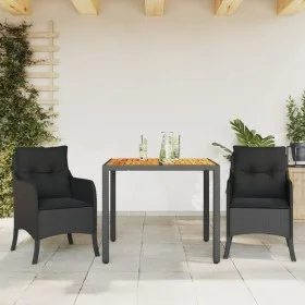 Set comedor de jardín 3 pzas con cojines ratán sintético negro de , Conjuntos de jardín - Ref: Foro24-3211866, Precio: 334,71...