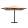 Sombrilla voladiza con luces LED y poste acero taupe 250x250 cm de vidaXL, Sombrillas - Ref: Foro24-46995, Precio: 105,98 €, ...