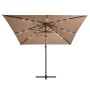 Sombrilla voladiza con luces LED y poste acero taupe 250x250 cm de vidaXL, Sombrillas - Ref: Foro24-46995, Precio: 106,24 €, ...