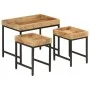 Stapelbare Tische, 3-teilig, aus massivem, rauem Mangoholz und Eisen von , Seitentische - Ref: Foro24-372732, Preis: 92,58 €,...