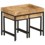 Mesas apilables 3 piezas madera de mango rugosa maciza y hierro de , Mesas auxiliares - Ref: Foro24-372732, Precio: 94,26 €, ...
