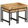 Stapelbare Tische, 3-teilig, aus massivem, rauem Mangoholz und Eisen von , Seitentische - Ref: Foro24-372732, Preis: 92,58 €,...