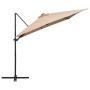Sombrilla voladiza con luces LED y poste acero taupe 250x250 cm de vidaXL, Sombrillas - Ref: Foro24-46995, Precio: 106,24 €, ...