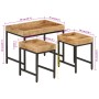 Mesas apilables 3 piezas madera de mango rugosa maciza y hierro de , Mesas auxiliares - Ref: Foro24-372732, Precio: 94,26 €, ...