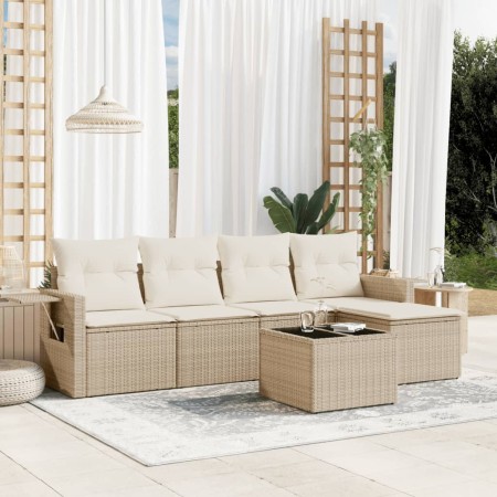 Juego de sofás jardín con cojines 6 pzas ratán sintético beige de , Conjuntos de jardín - Ref: Foro24-3220097, Precio: 365,30...