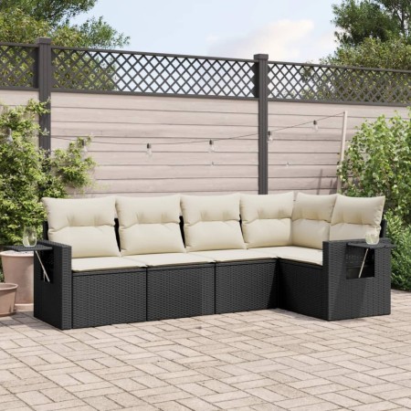 Set de muebles de jardín 5 pzas y cojines ratán sintético negro de , Conjuntos de jardín - Ref: Foro24-3220125, Precio: 320,1...